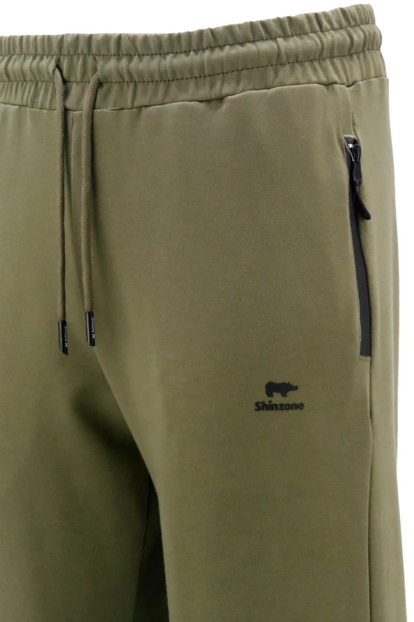 Erkek Düz Paça Mevsimlik Lastikli Haki Eşofman Altı - 4