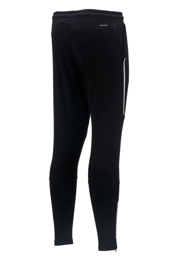 Erkek Standart Fit Lastikli Çizgi Detaylı Siyah Eşofman Altı - 3