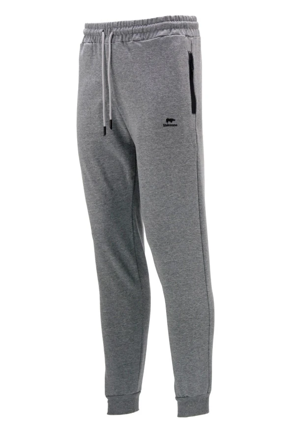 Erkek Düz Paça Mevsimlik Lastikli Antrasit Eşofman Altı