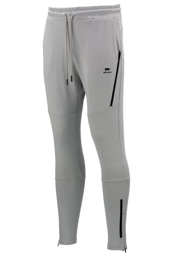 Erkek Standart Fit Lastikli Çizgi Detaylı Gri Eşofman Altı