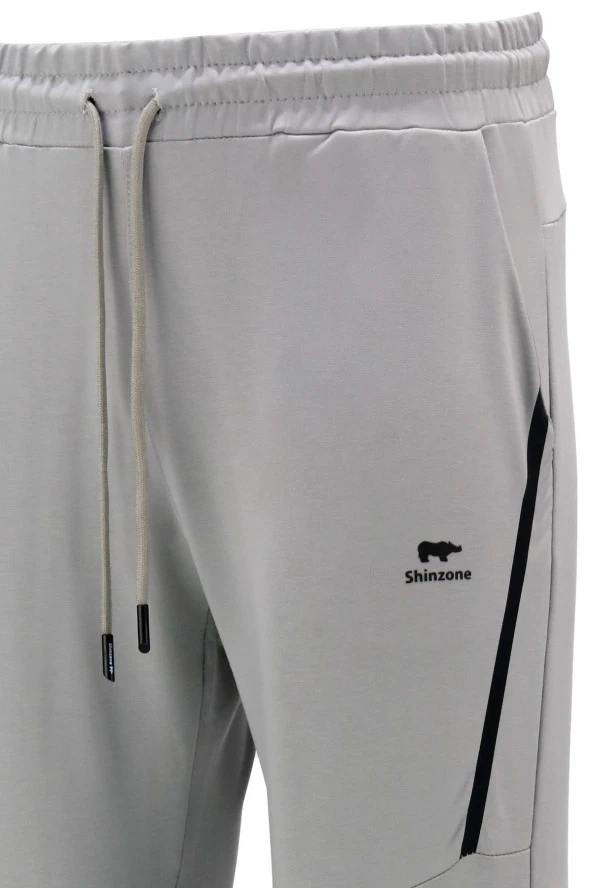 Erkek Standart Fit Lastikli Çizgi Detaylı Gri Eşofman Altı - 4