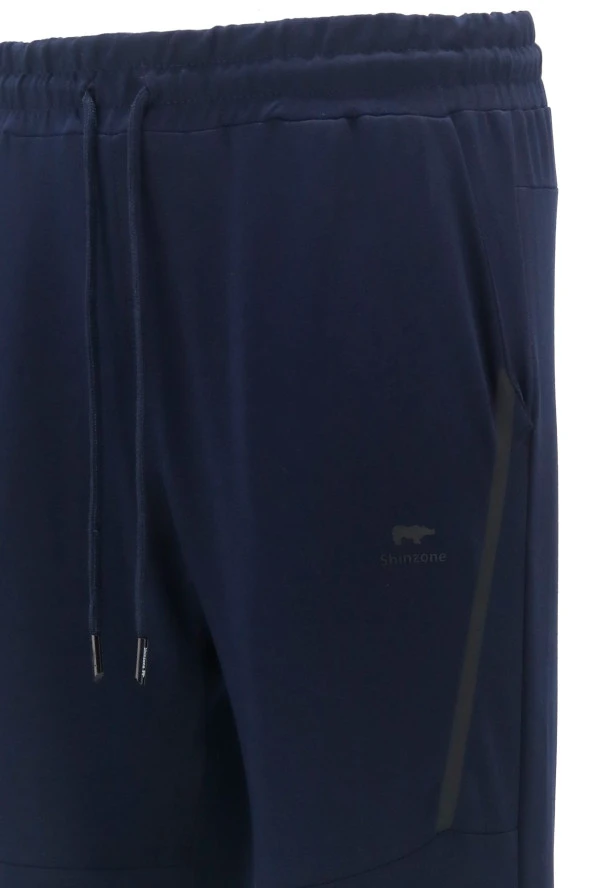 Erkek Standart Fit Lastikli Çizgi Detaylı Lacivert Eşofman Altı - 4