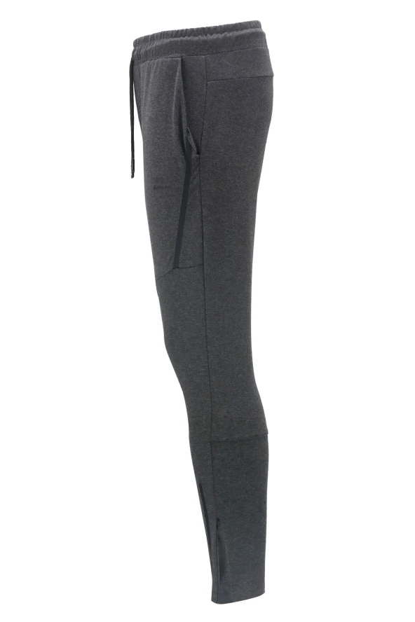 Erkek Standart Fit Lastikli Çizgi Detaylı Koyu Antrasit Eşofman Altı - 2