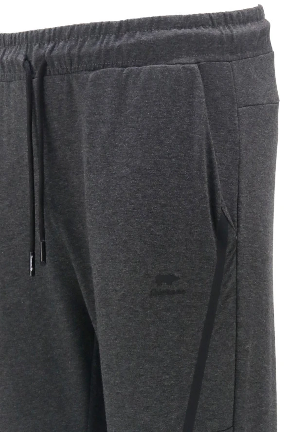 Erkek Standart Fit Lastikli Çizgi Detaylı Koyu Antrasit Eşofman Altı - 4