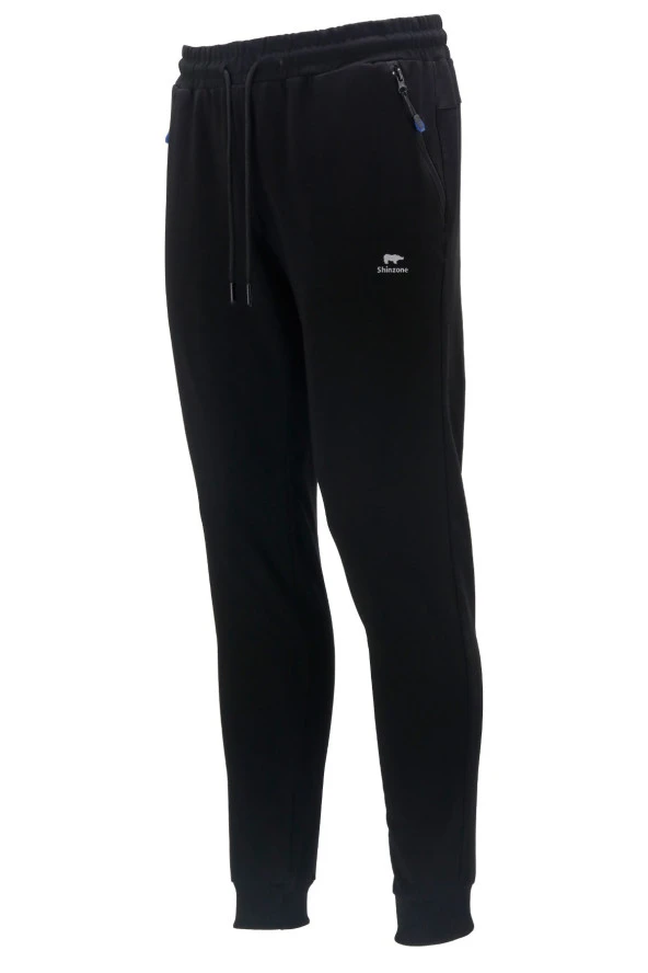 Erkek Düz Paça Rahat Kesim Lastikli Siyah Eşofman Altı