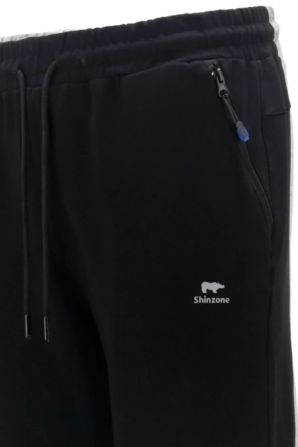 Erkek Düz Paça Rahat Kesim Lastikli Siyah Eşofman Altı - 4