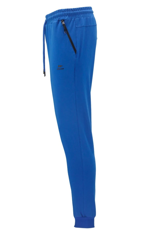 Erkek Düz Paça Rahat Kesim Lastikli Saks Mavi Eşofman Altı - 2