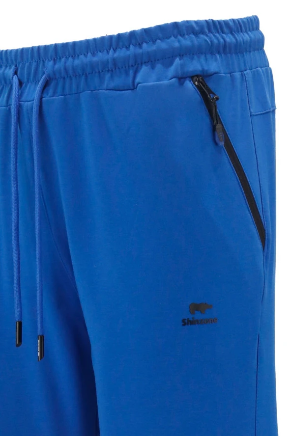 Erkek Düz Paça Rahat Kesim Lastikli Saks Mavi Eşofman Altı - 4