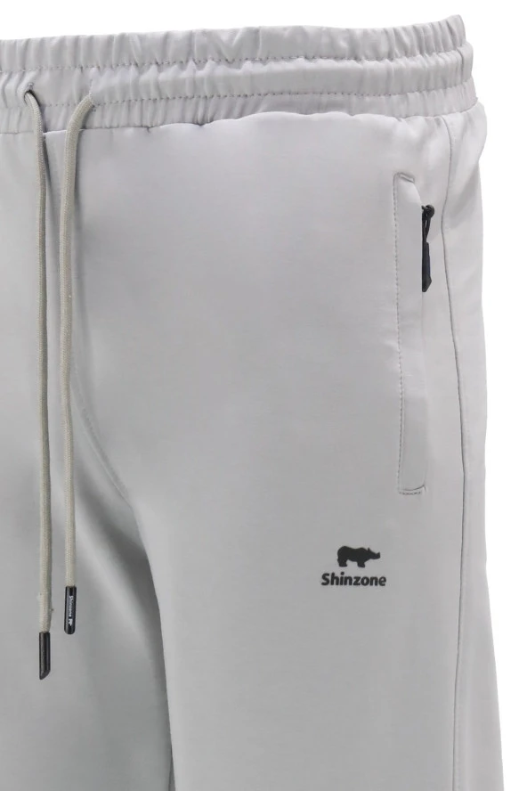 Erkek Düz Paça Standart Fit Lastikli Gri Eşofman Altı - 4