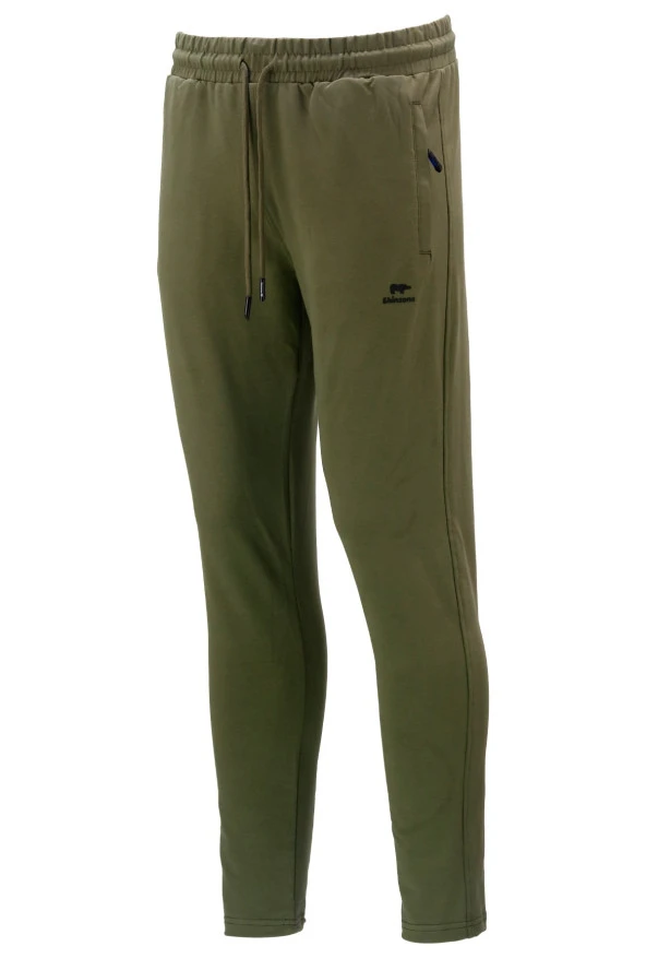 Erkek Düz Paça Standart Fit Lastikli Haki Eşofman Altı