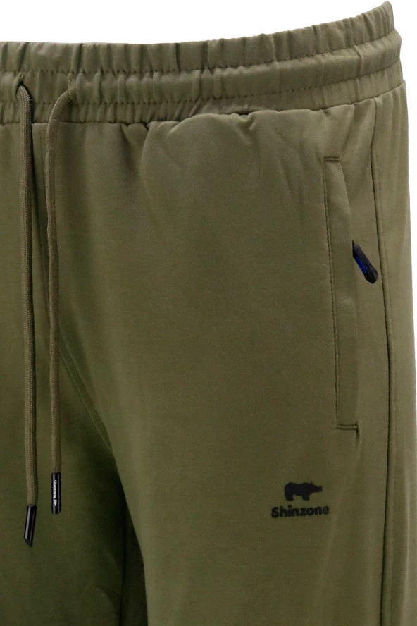 Erkek Düz Paça Standart Fit Lastikli Haki Eşofman Altı - 4