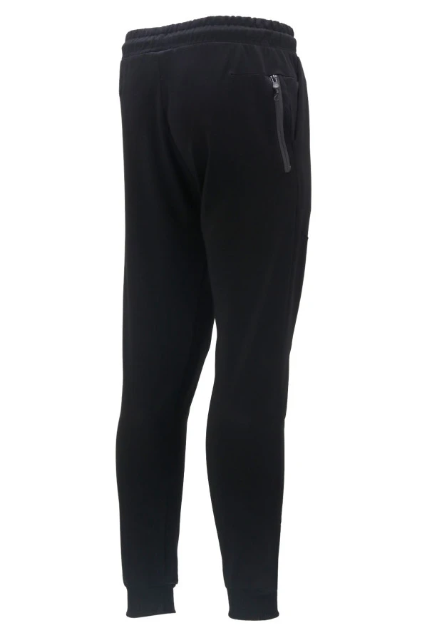 Erkek Yazlık Standart Fit Lastikli Siyah Eşofman Altı - 3