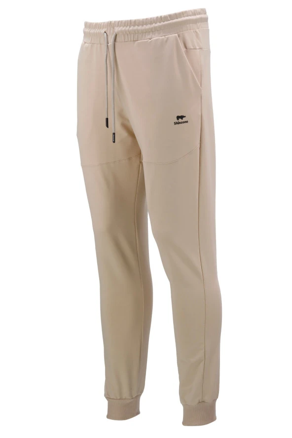 Erkek Yazlık Standart Fit Lastikli Bej Eşofman Altı