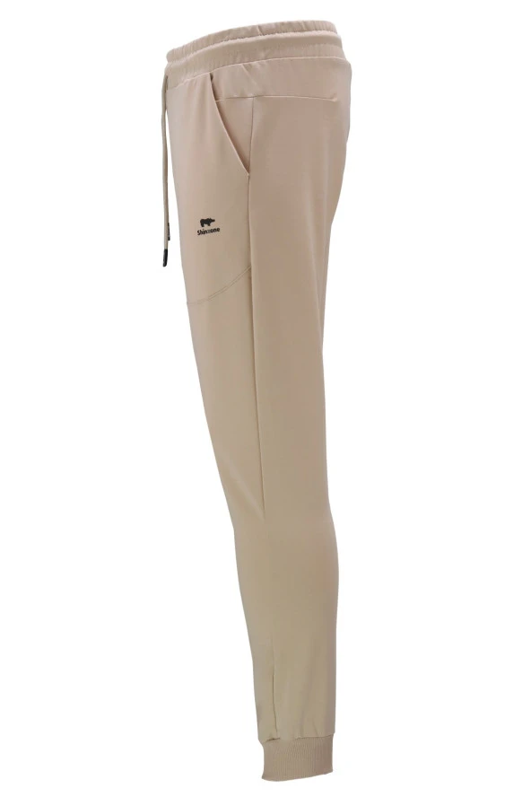 Erkek Yazlık Standart Fit Lastikli Bej Eşofman Altı - 2