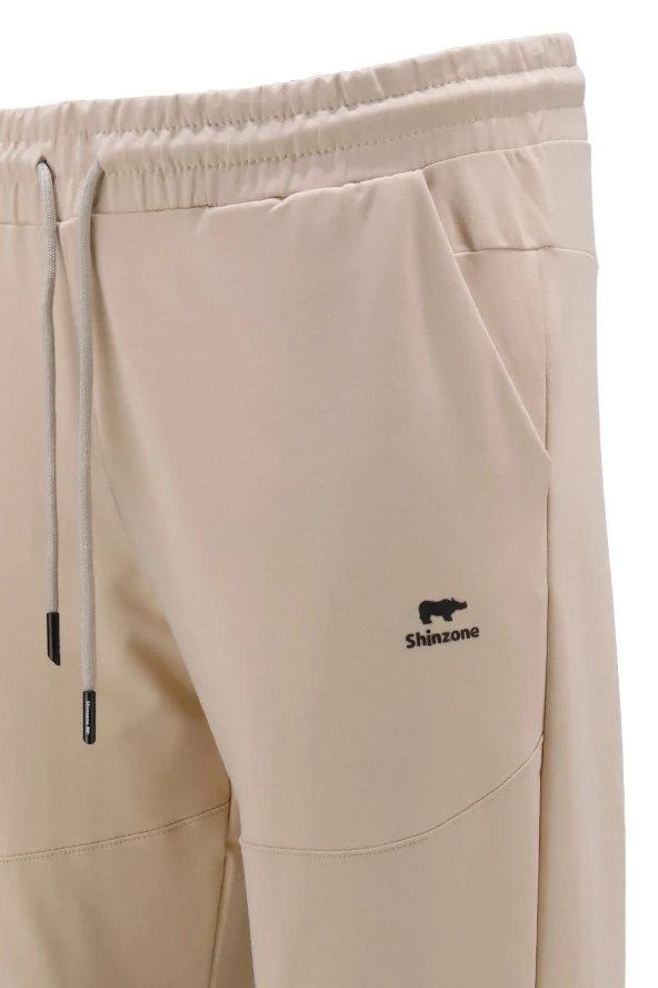 Erkek Yazlık Standart Fit Lastikli Bej Eşofman Altı - 4