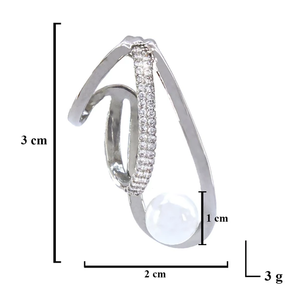 Paslanamaz Çelik Küpe İnci Taşlı Çelik Ear Cuff UNK-682 - 3