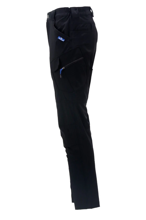 Erkek Fit Şık Cepli Taktik Siyah Pantolon - 2