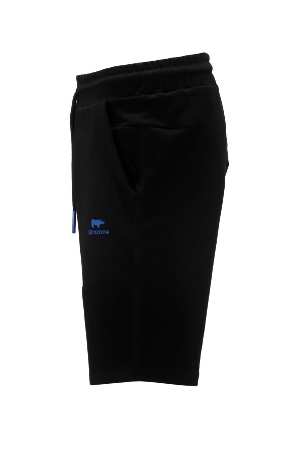 Erkek Likralı Esnek Lastikli Siyah Şort - 2