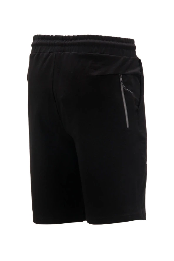 Erkek Likralı Esnek Lastikli Siyah Şort - 3