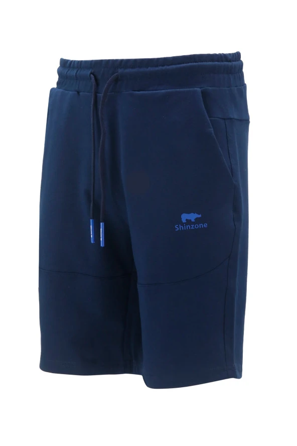 Erkek Likralı Esnek Lastikli Lacivert Şort