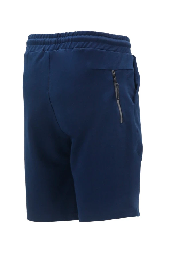 Erkek Likralı Esnek Lastikli Lacivert Şort - 3