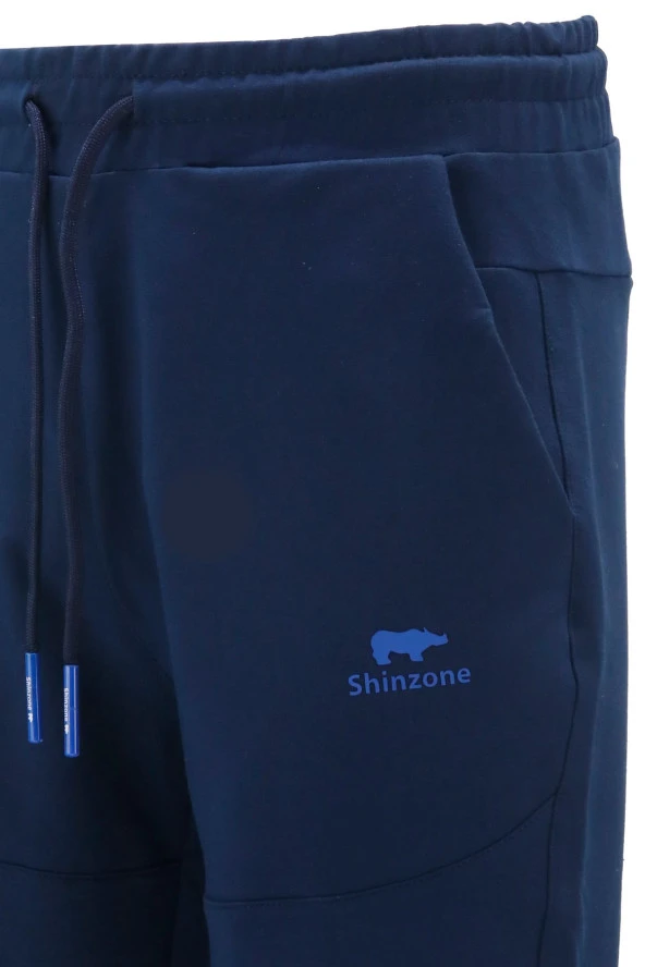 Erkek Likralı Esnek Lastikli Lacivert Şort - 4