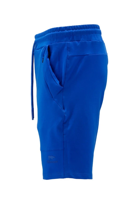 Erkek Likralı Yazlık Esnek Saks Mavi Şort - 2