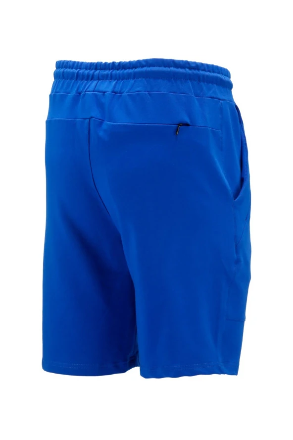 Erkek Likralı Yazlık Esnek Saks Mavi Şort - 3