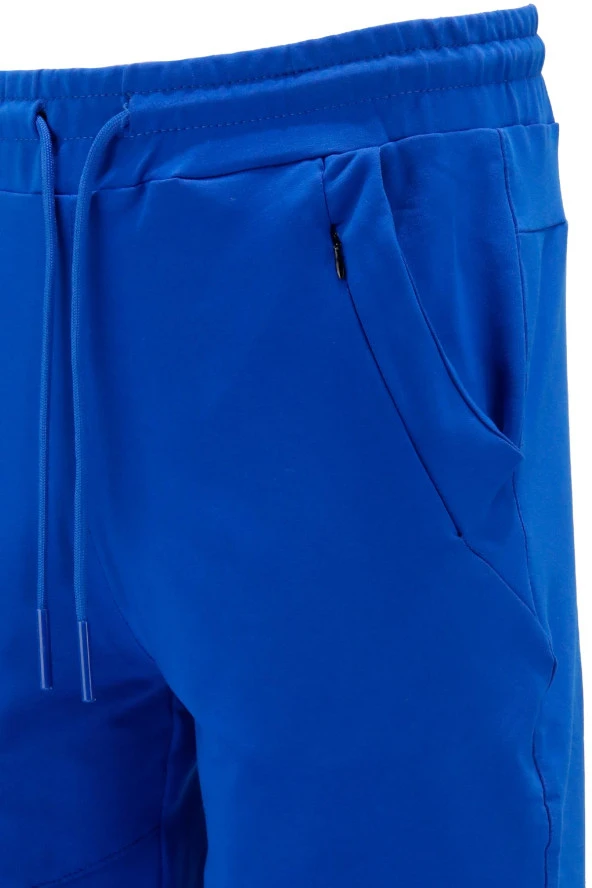 Erkek Likralı Yazlık Esnek Saks Mavi Şort - 4