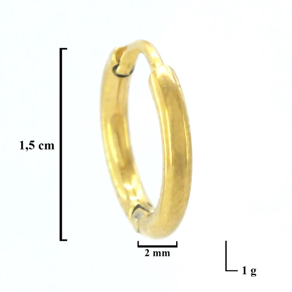 Altın Kaplama Halka Küpe 1,5 CM Halka Küpe UNK-709 - 4