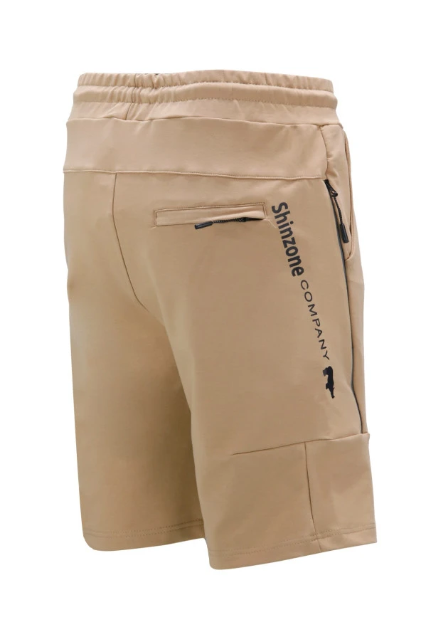 Erkek Likralı Yazlık Esnek Lastikli Kahverengi Şort - Resim 3