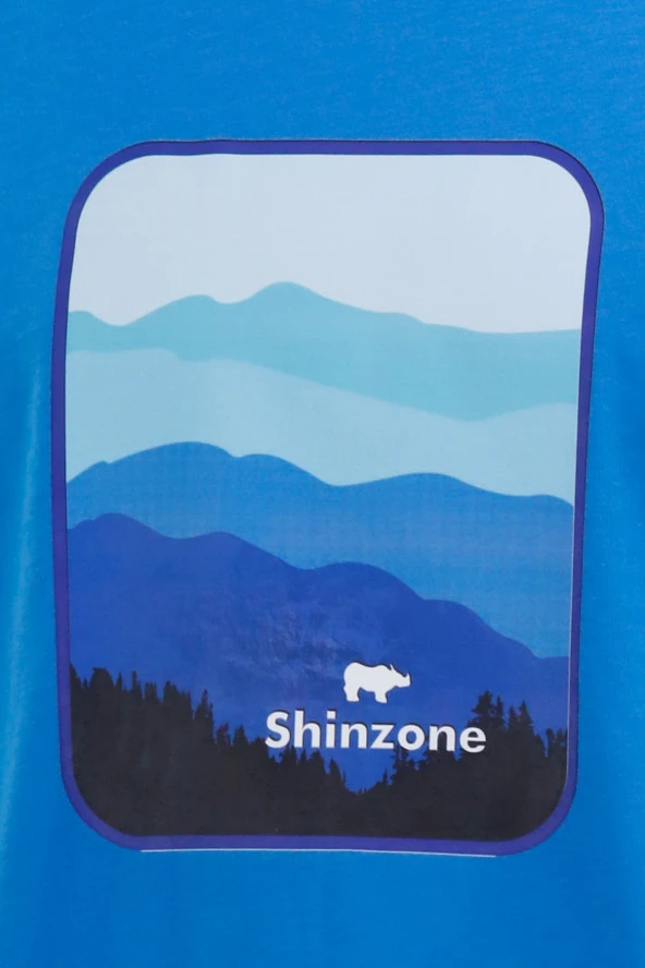 Erkek Bisiklet Yaka Yazlık Göğüs Baskılı Standart Fit Royal T-Shirt - 2