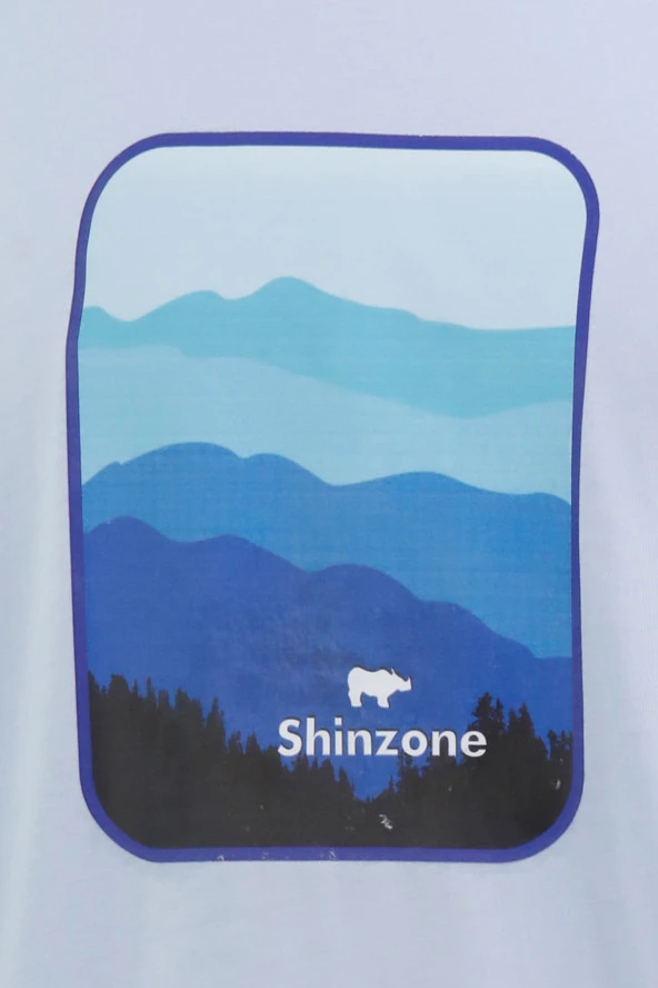 Erkek Bisiklet Yaka Yazlık Göğüs Baskılı Standart Fit Mavi T-Shirt - Resim 2