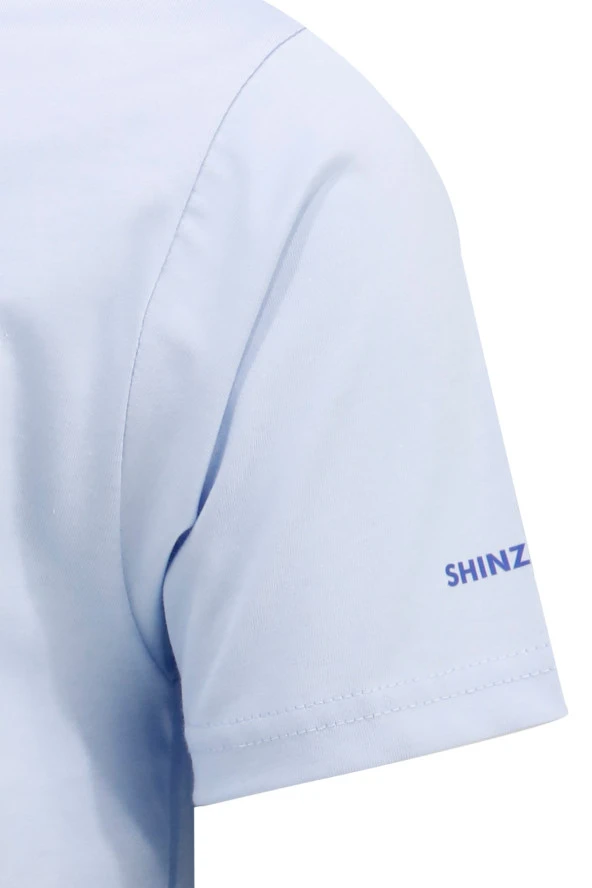 Erkek Bisiklet Yaka Yazlık Göğüs Baskılı Standart Fit Mavi T-Shirt - Resim 3