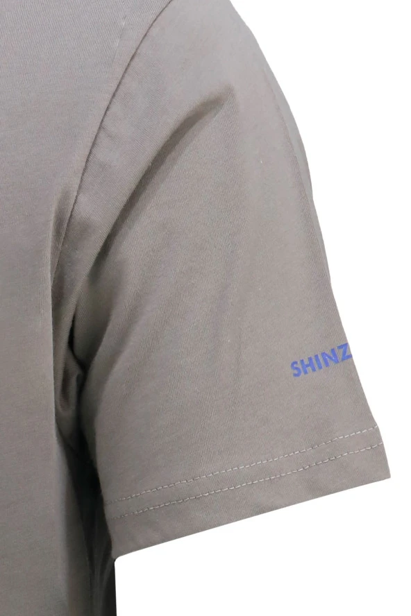 Erkek Bisiklet Yaka Yazlık Göğüs Baskılı Standart Fit Vizon T-Shirt - 3