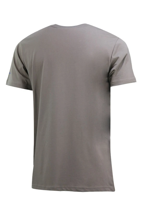 Erkek Bisiklet Yaka Yazlık Göğüs Baskılı Standart Fit Vizon T-Shirt - 4