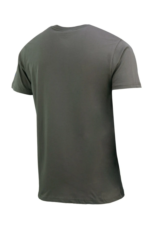 Erkek Bisiklet Yaka Yazlık Göğüs Baskılı Standart Fit Haki T-Shirt - 4