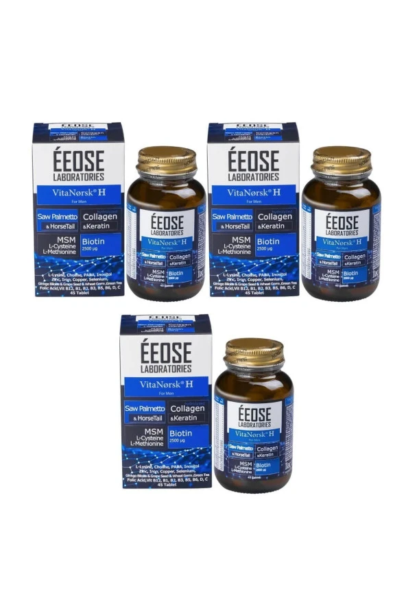 EEOSE Vitanorsk H For Men (saç Dökülmesine Karşı, 45 Tablet) - 3 Adet