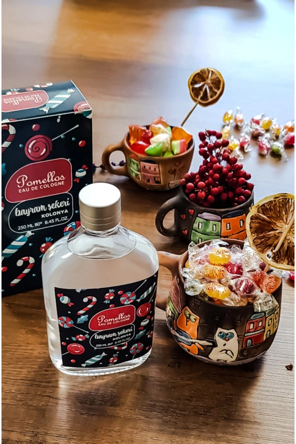 POMELLOS Kolonya Bayram Şekeri (250 Ml, 80 Derece, Cam Şişe Kolonya)