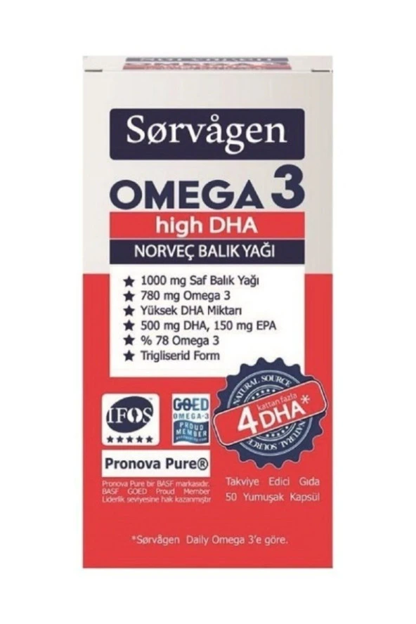 SORVAGEN Omega 3 High Dha 1000 Mg Balık Yağı 50 Kapsül