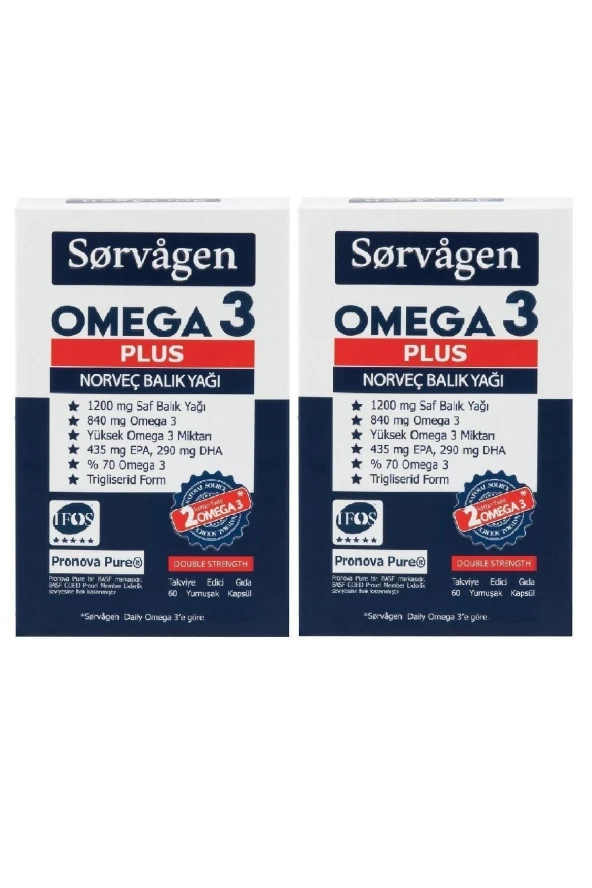 SORVAGEN Omega 3 Plus 1200 Mg Norveç Balık Yağı 2 Adet