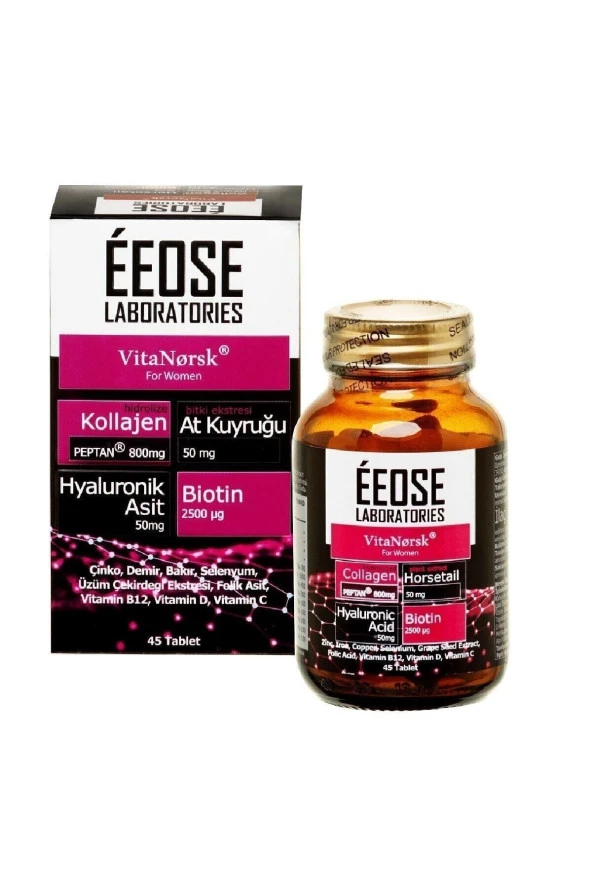 EEOSE Collagen Tablet ( Kollajen + Hyaluronik Asit + Atkuyruğu + Haluronik Asit + Biotin) 45 Tablet