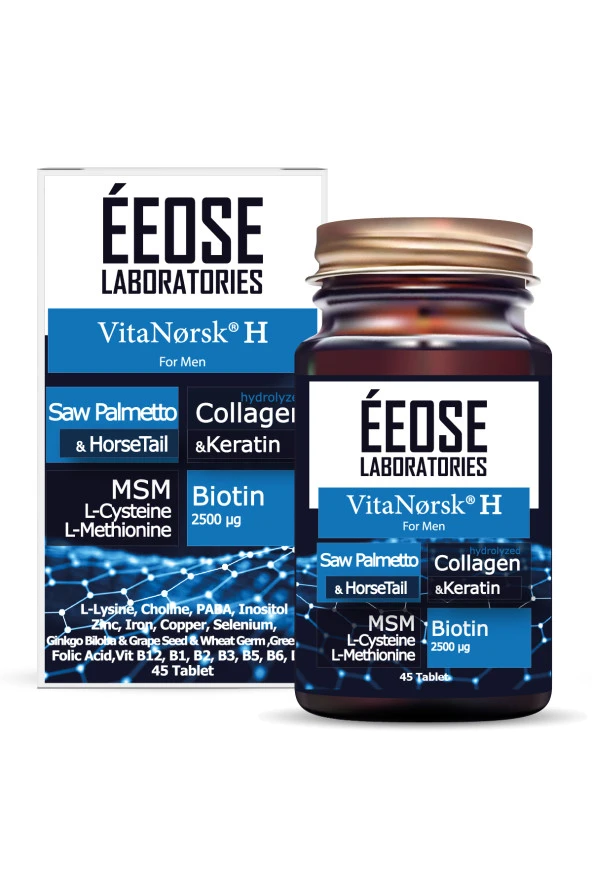 EEOSE Vitanorsk H For Men Saw Palmetto& Kolajen, Keratin&msm&sistein&metiyonin&biotin