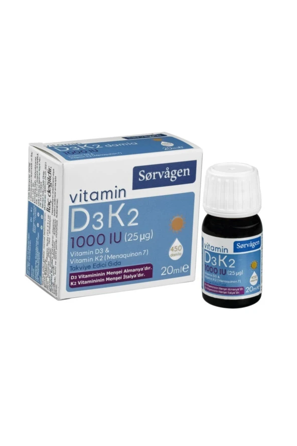 SORVAGEN D3k2 Damla 1000 IU 20 Ml Almanya Menşeili D3 Vitamini