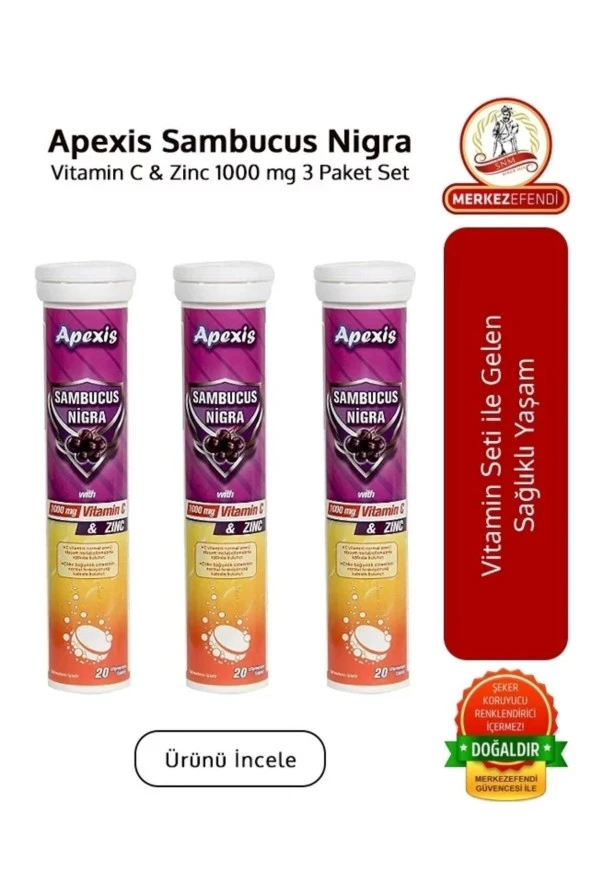 DENTREAL Apexis Sambucus Nigra Vitamin C & Zinc 1000 Mg 3*20 Tablet