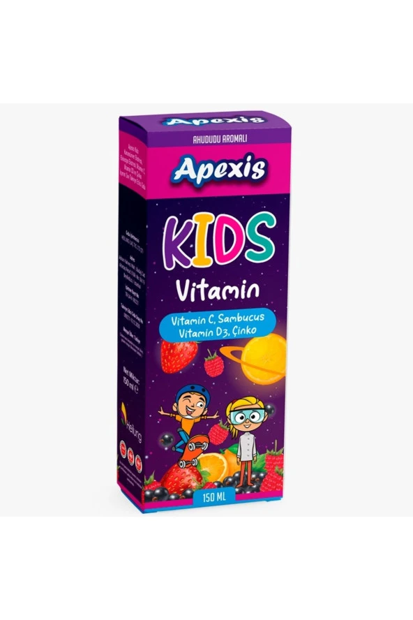 APEXİS Kids Vitamin (C VİTAMİNİ,SAMBUCUS,VİTAMİN D3,ÇİNKO) Şurup 150 ml