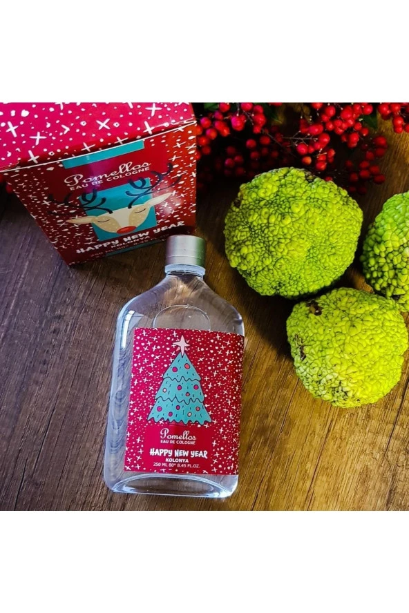 POMELLOS Yılbaşı Kolonya- Happy New Year (250 ML, 80 DERECE, CAM ŞİŞE, YENİ YIL)
