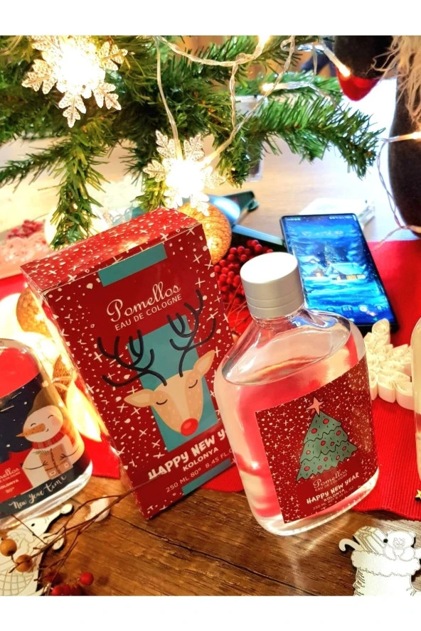 POMELLOS Yılbaşı Kolonya- Happy New Year (250 ML, 80 DERECE, CAM ŞİŞE, YENİ YIL) - 2