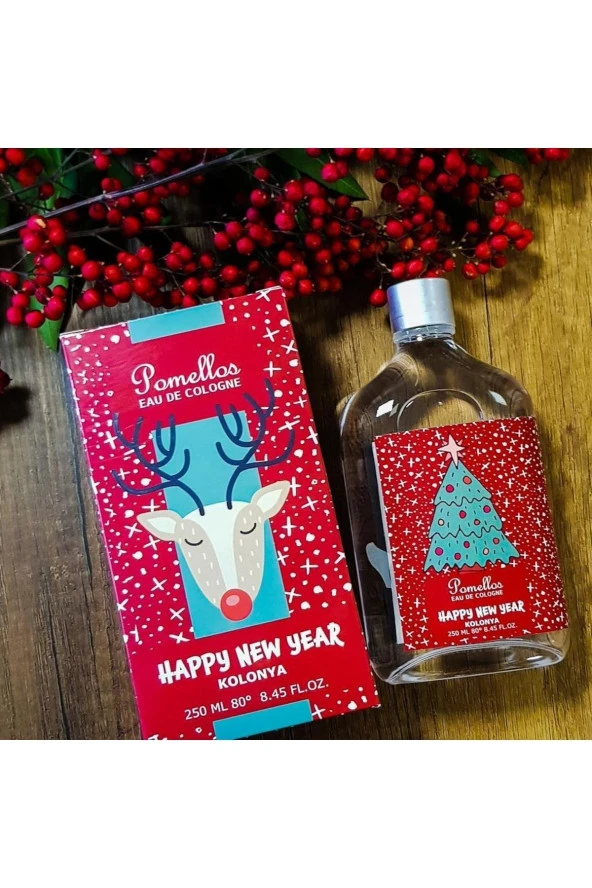 POMELLOS Yılbaşı Kolonya- Happy New Year (250 ML, 80 DERECE, CAM ŞİŞE, YENİ YIL) - 3