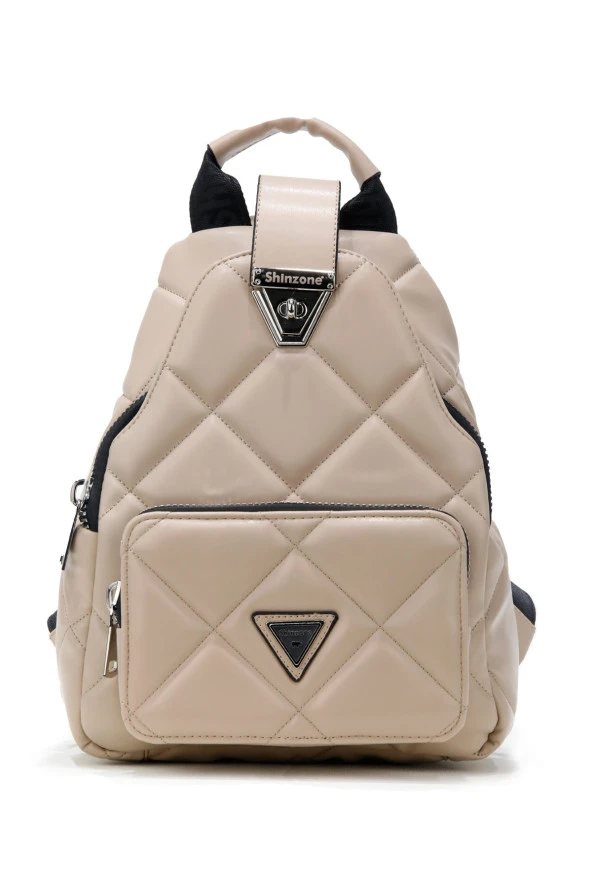 Kadın Deri Görünümlü Kilitli Vizon Çanta - 2